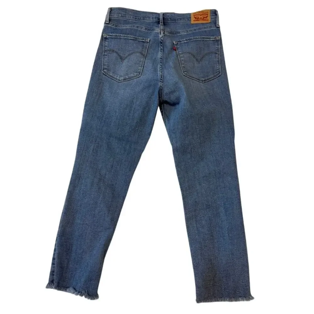 Levi's 29 724 high rise straight crop distressed stretch jeans J1 2745 - Picture 8 of 12